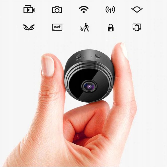 Akumulatorska mini WiFi Full HD spletna spy kamera z magnetom, 1080p, nočni vid, 150°, baterija 240 mAh 3,7 V 4