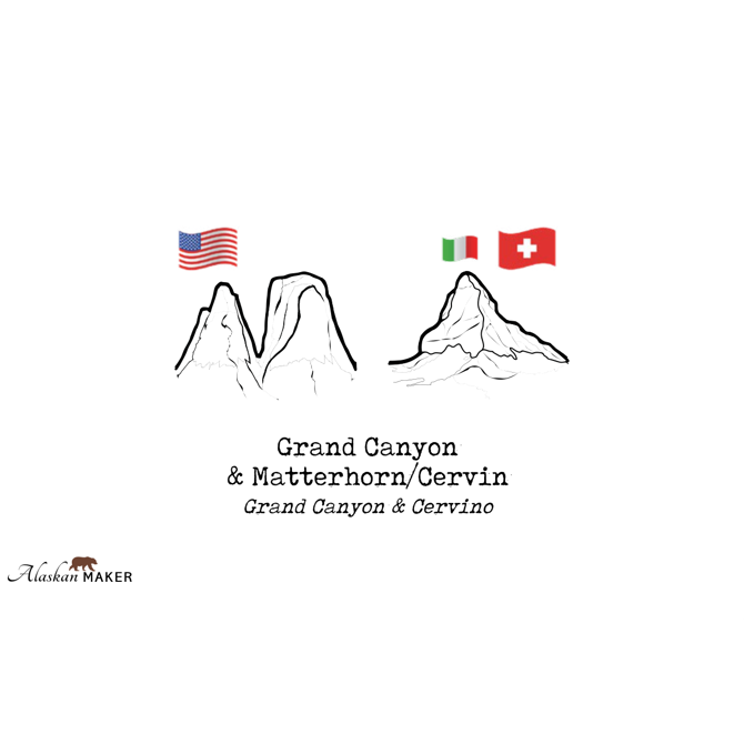 Kozarca za žgano pijačo Alaskan MAKER AMTOPO-GM, topografija Grand Canyon in Matterhorn, steklena izvedba, komplet 2 kozarcev 4