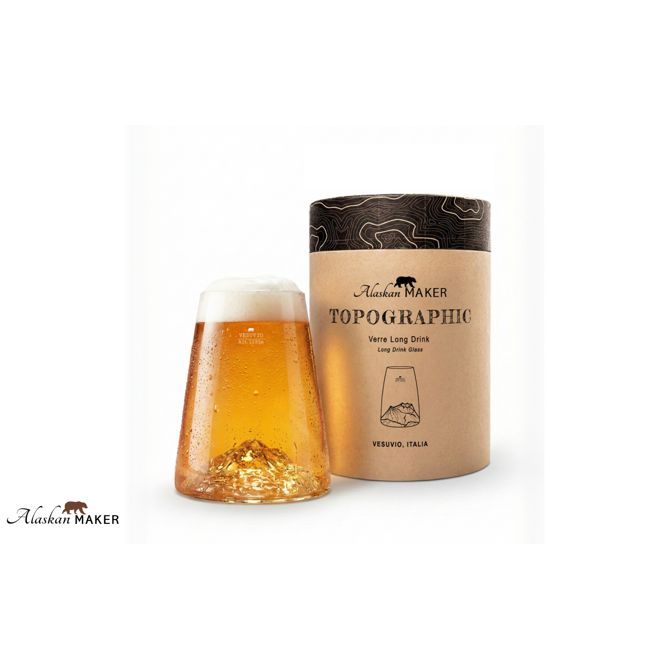 Kozarec za pijačo Alaskan Maker AMTOPO-VD-V, 450 ml, borosilikatno steklo, topografija Vezuv, prozoren 3