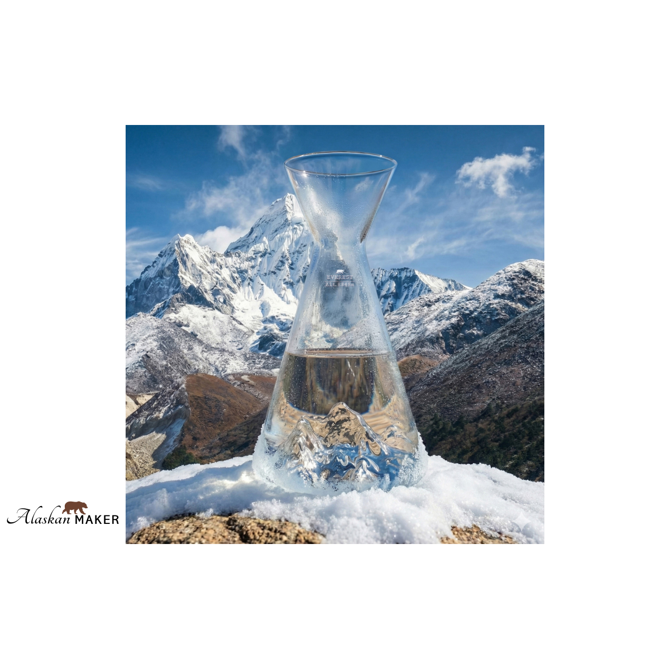 Steklen vrč za pijačo Alaskan Maker AMTOPO-CA-E, 1 L, borosilikatno steklo, topografija Everest, prozoren 2