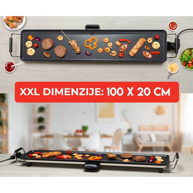 Električna žar plošča ALPINA Teppanyaki GRILL, jeklo, aluminij, moč 2000W, nastavljiva temperatura, 100x22cm 3
