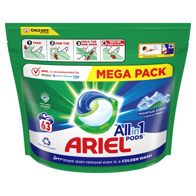 Kapsule za pranje perila Ariel Mountain Spring, 63 pranj 2