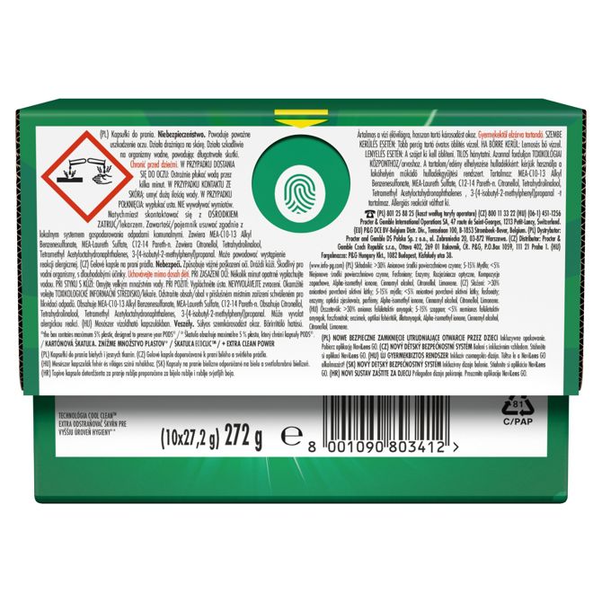 Kapsule za perilo Ariel All-in-1 Extra Clean Power, hladno pranje, večprekatna formula, 10 kosov 2