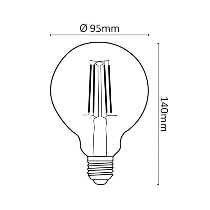 Asalite LED filament 7W G95, E27, 2000K, 650lm 2