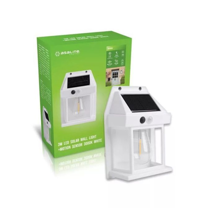 Asalite LED sončna stenska svetilka IP44 3W 3000K (100 lumnov), bela 5