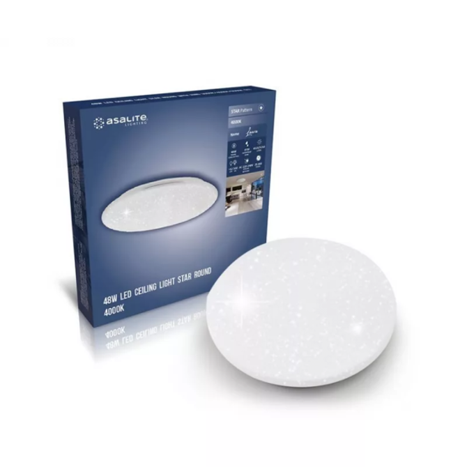 Asalite LED stropna svetilka LAURA 48W 3000K, 4320 lumnov Okrogla/učinek zvezdic/bleščic 4