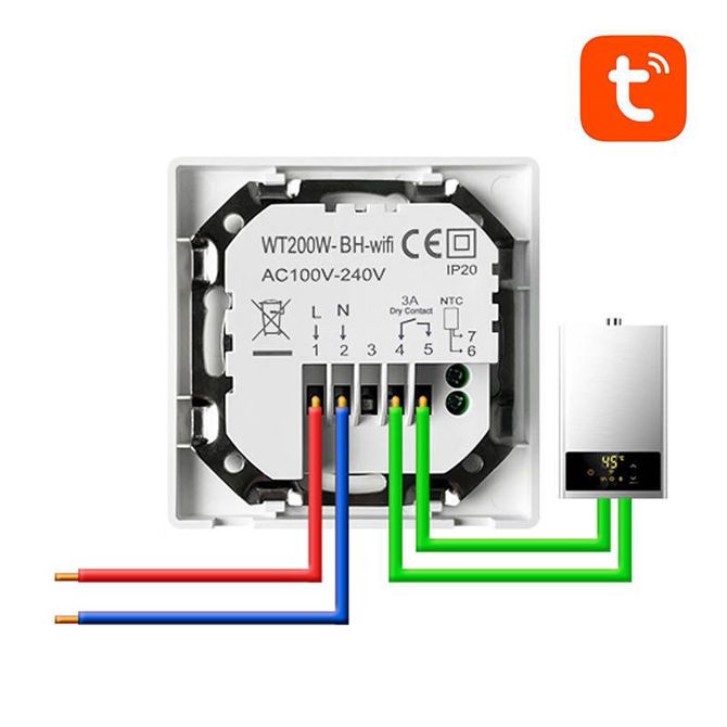 Pametni termostat Avatto WT200-BH-3A-W Bojler Ogrevanje 3A WiFi TUYA 4