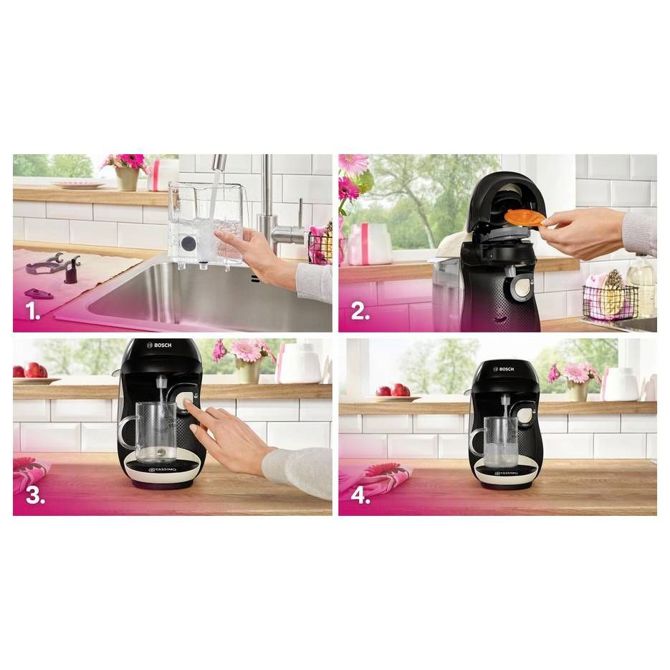Kavni aparat Bosch Tassimo Happy TAS107E, kapsule T-DISC, INTELLIBREW, 0,7 l, 1400 W, bež/črna 6