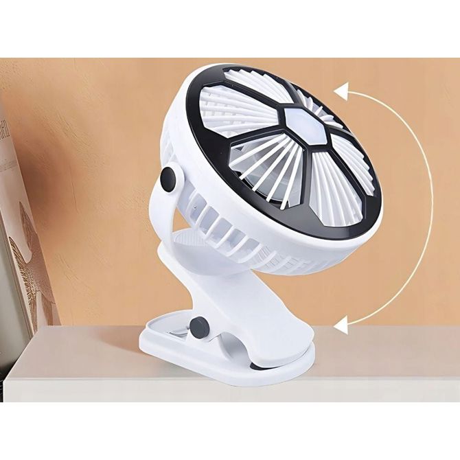 Ventilator Verk LED 1200mAh brezžični s sponko USB-C, 3 hitrosti, bel 5