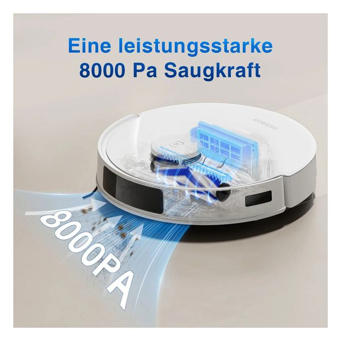 Robotski sesalnik Ecovacs Deebot N20 PLUS 8000Pa, mokro in suho čiščenje, samočistilna postaja, 5200mAh baterija, WiFi 4