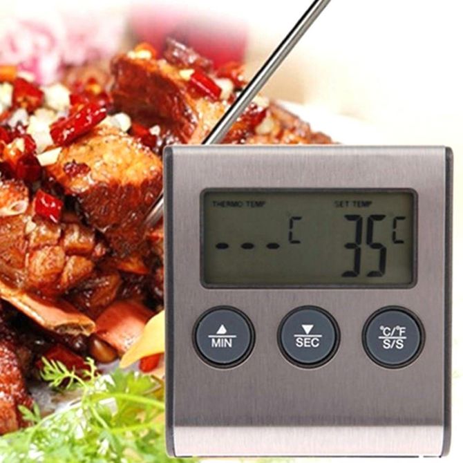 Digitalni LCD inox kuhinjski termometer do 250°C sonda 100cm 3