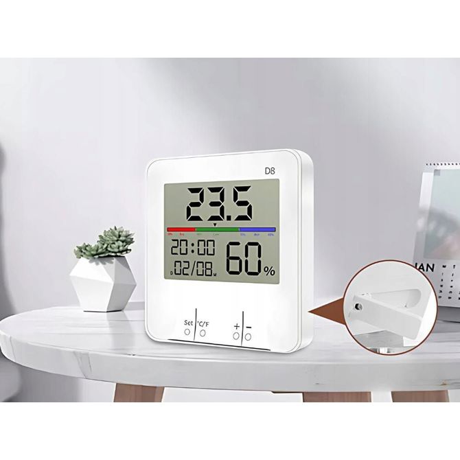 Digitalni LCD touch termometer higrometer ura 2