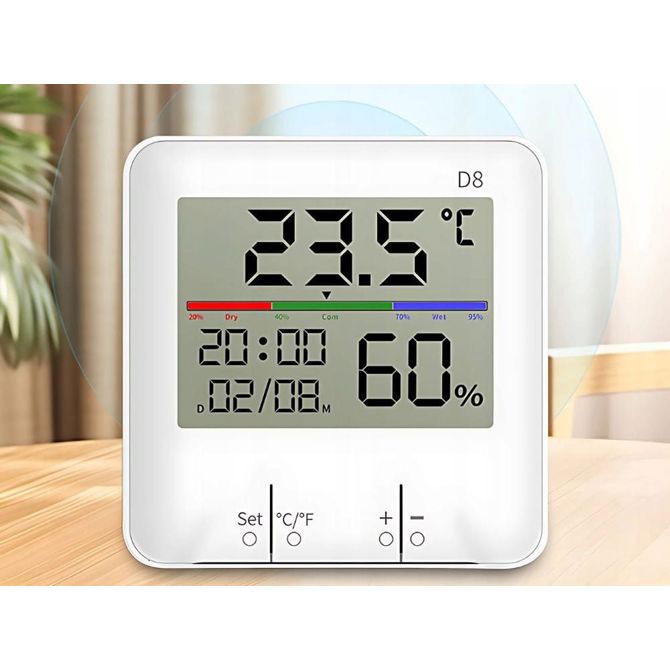 Digitalni LCD touch termometer higrometer ura 3
