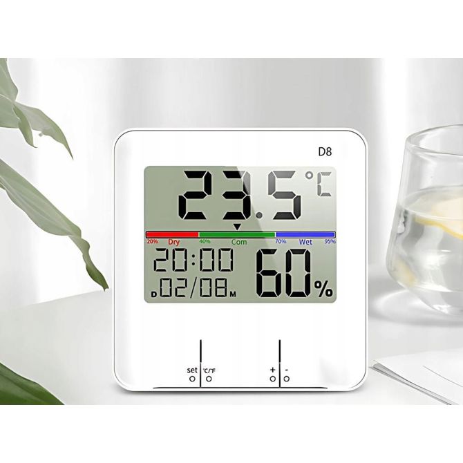 Digitalni LCD touch termometer higrometer ura 4