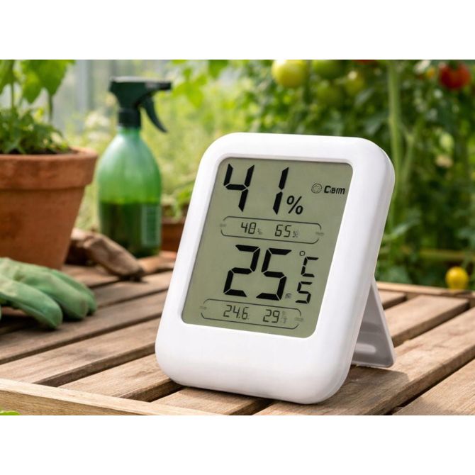 Digitalni osvetljen LCD termometer higrometer 8cm bel 2
