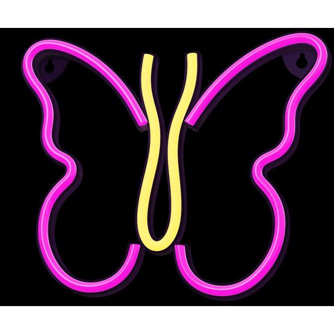 FOREVER Butterfly NEON LED luč, dekorativna, LED tehnologija, napajanje na USB ali 3x AA baterije, stikalo za vklop / izklop, 200cm kabel, vijolična, rumena 3