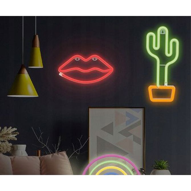 FOREVER Cactus NEON LED luč, dekorativna, LED tehnologija, napajanje na USB ali 3x AA baterije, stikalo za vklop / izklop, 200cm kabel, zelena, oranžna 3