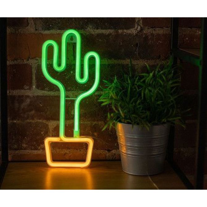 FOREVER Cactus NEON LED luč, dekorativna, LED tehnologija, napajanje na USB ali 3x AA baterije, stikalo za vklop / izklop, 200cm kabel, zelena, oranžna 5