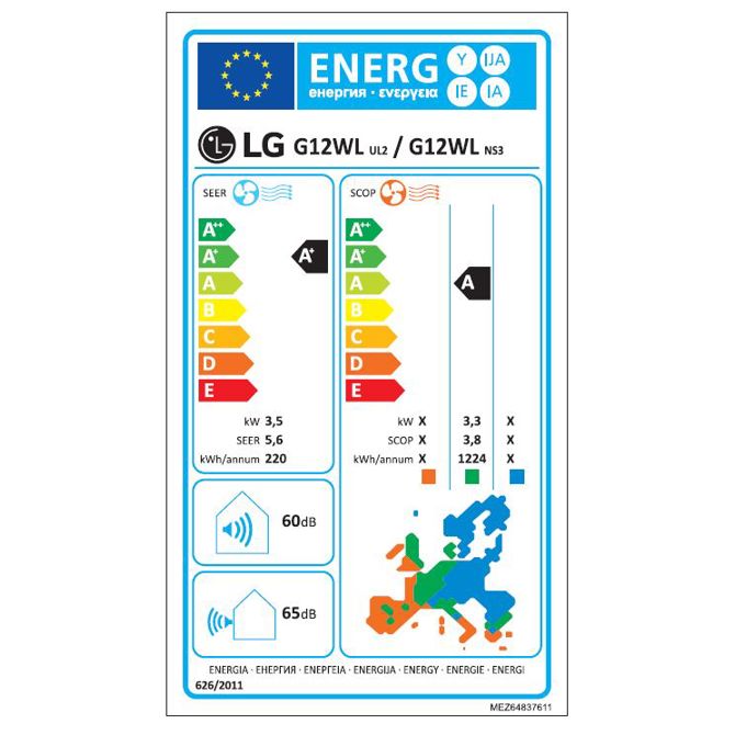 Klima z montažo LG Artcool Stylist Inverter V G12WL  2