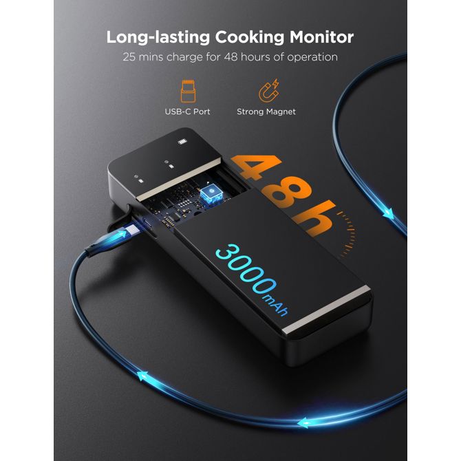 Kuhinjski pripomoček Govee Smart Wireless Meat Thermometer, 2 sondi, LCD zaslon, WiFi in Bluetooth, magnetna osnova 6