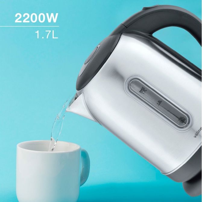 Grelnik vode Fabriano Isabey, 1,7 l, 2200 W, nerjaveče jeklo, mat srebrne in črne barve 4