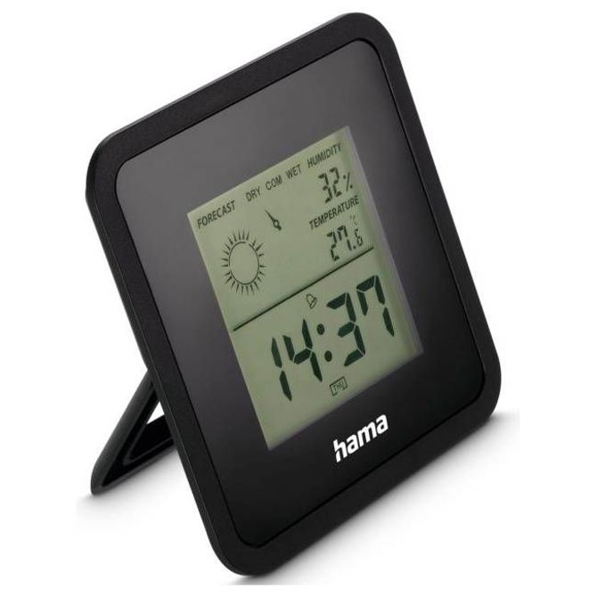Termo/higrometer Hama Borneo 00185890, vremenska napoved, prikaz temperature in vlažnosti, črne barve 2