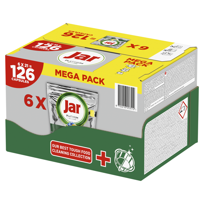 Kapsule za strojno pomivanje Jar Platinum AIO, Lemon 126 kos 4