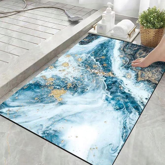 Kopalniška pralna nedrseča preproga 80x50cm modri marmor 6