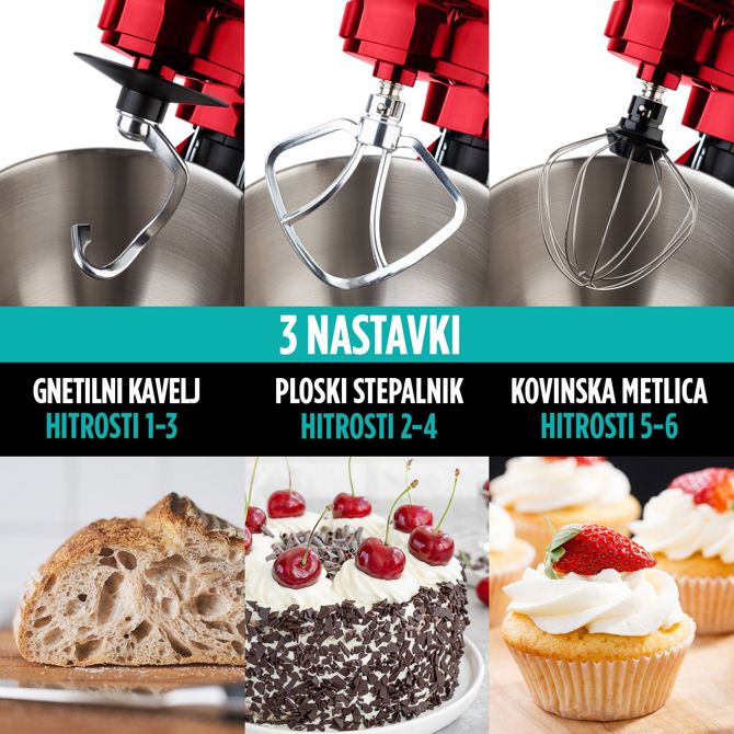 Kuhinjski robot Rosmarino Infinity PRO, 1400 W, 5,5 L, rdeč 4