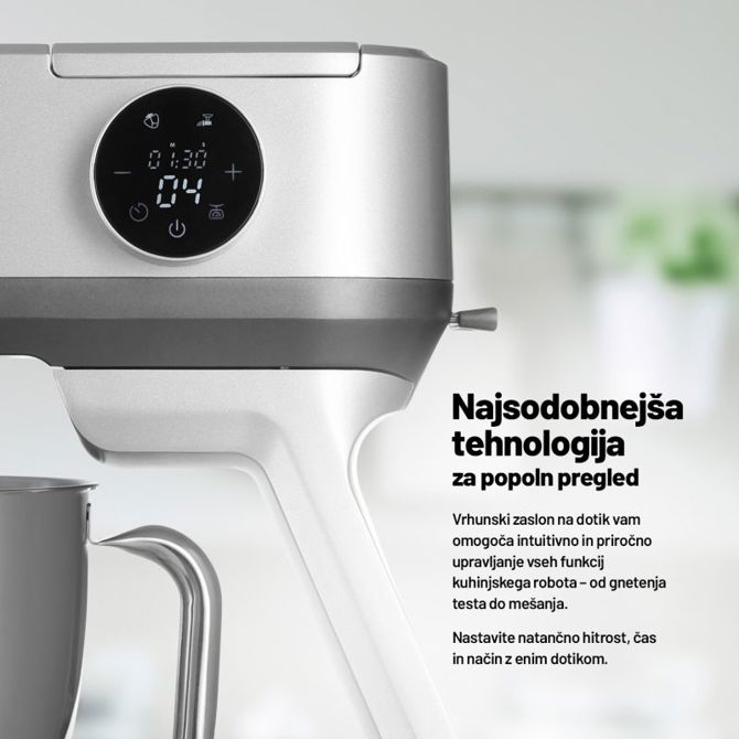 Kuhinjski robot Lauben 1300SG, 1300 W, 5,5 l inox posoda z osvetlitvijo, tehtnica, zaslon na dotik, bogata oprema, srebrn 3