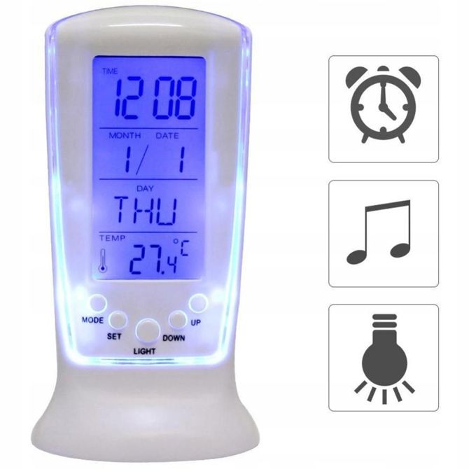 LCD LED digitalna budilka s termometrom 2