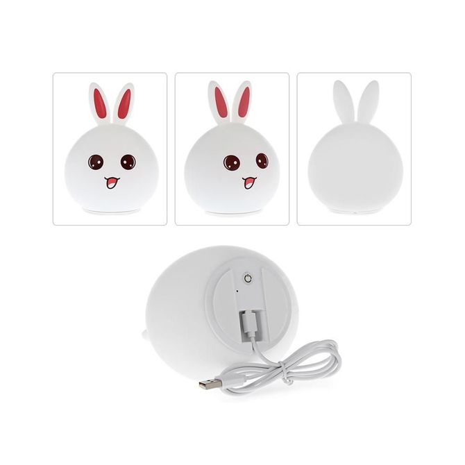 LED RGB akumulatorska mehka otroška lučka touch 1200mAh USB zajček 4
