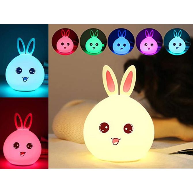 LED RGB akumulatorska mehka otroška lučka touch 1200mAh USB zajček 6