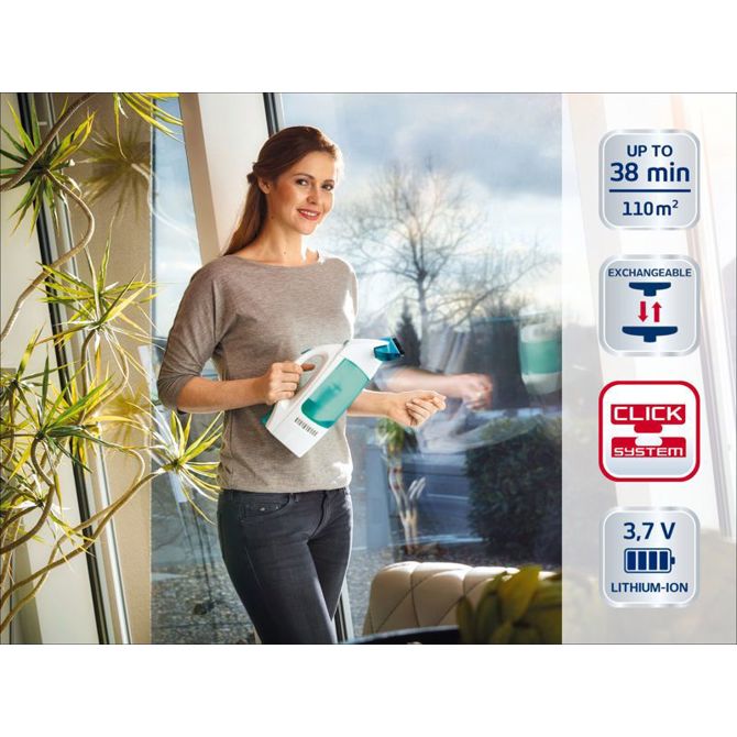 Čistilnik oken Leifheit Window Vac Dry & Clean All-in-One Set, litij-ionska baterija, 38 min delovanja, 2 nastavka (28 cm & 17 cm), Click System drážek 43 cm 2