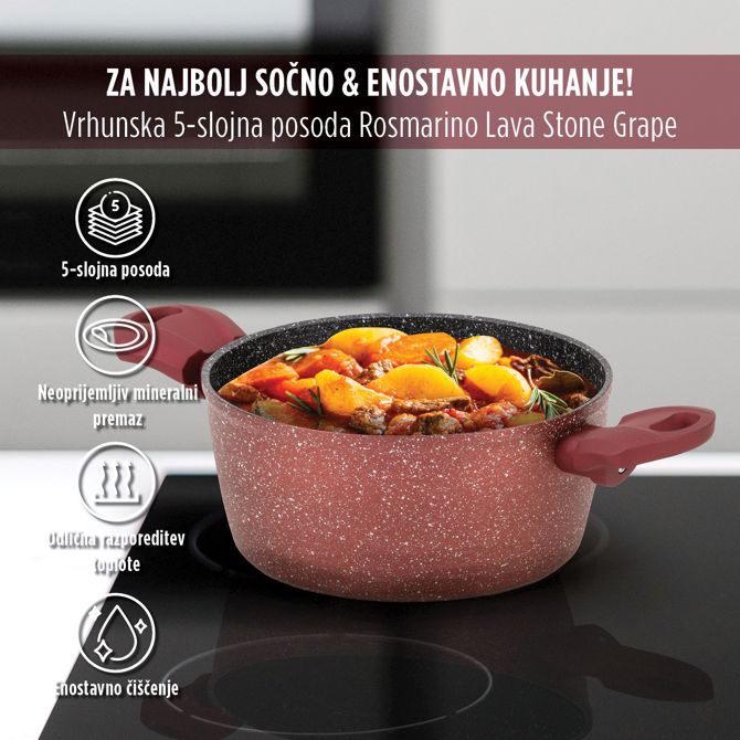 Lonec Rosmarino Lava Stone Grape, 3 l, 24 cm, primeren za indukcijo  2