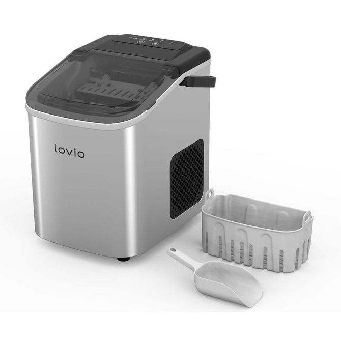 MANTA LOVIO LVIM001SL ledomat / naprava za izdelovanje ledu, 112W, 10kg/24ur, 1.1L rezervoar, S/L velikost kock, samodejno čiščenje, tiho delovanje, nerjaveče jeklo, +zajemalka, srebrn (Silver) 4