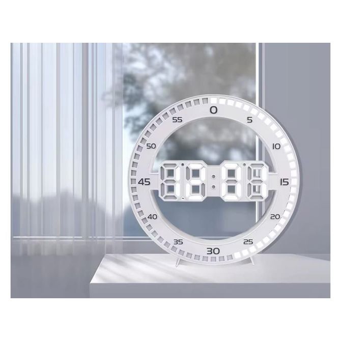 Moderna LED stenska ura in budilka termometer Verk USB 33cm bela 3