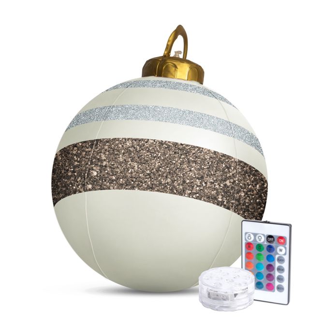 Napihljiva RGB LED okrasna krogla za božič - 60 cm - bela - zunanja 2