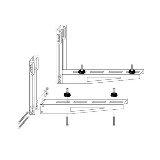 Nosilec klime zunanje enote NICCONS 600x400, pocinkano jeklo, nosilnost 180kg, nastavljiv, beli 2