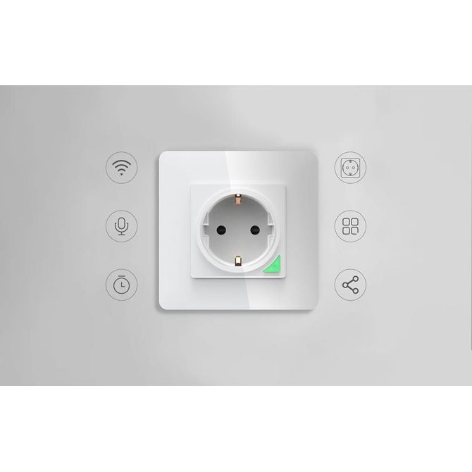 Pametna WiFi stenska vtičnica 16A TUYA bela Alexa Google Assistant 2