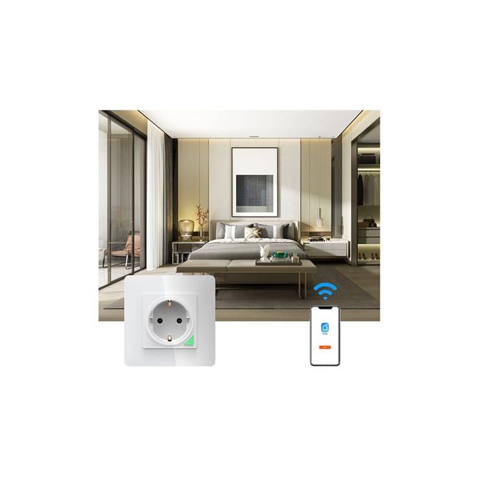 Pametna WiFi stenska vtičnica 16A TUYA bela Alexa Google Assistant 5