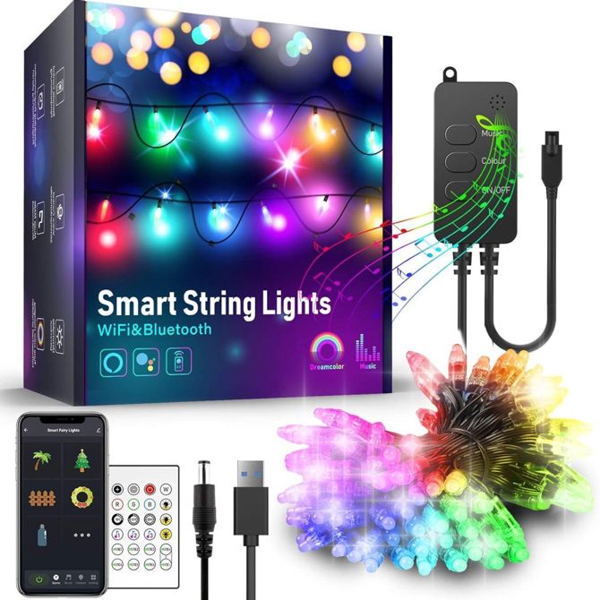 Pametni svetlobni niz Tuya USB 50 RGBIC LED diod 5 m Wi-Fi, Bluetooth vsaka LED svoja barva 2