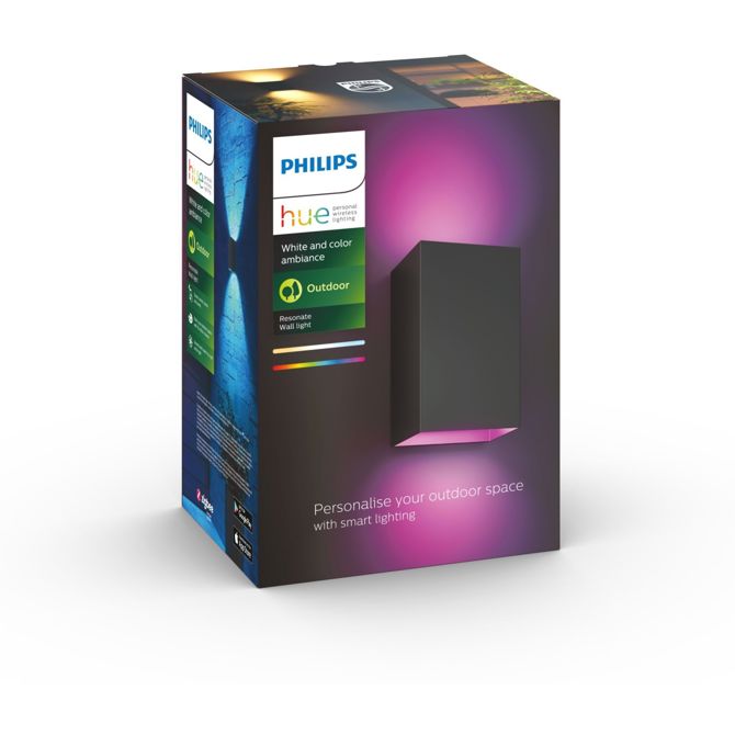 Zunanja LED svetilka Philips Hue White Colour Ambiance Resonate stenska svetilka črna 1200lm 5