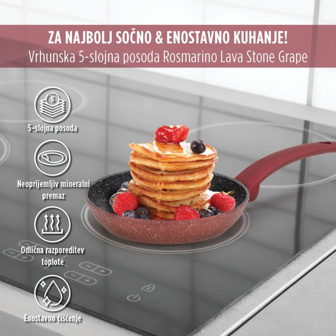 Ponev Rosmarino Lava Stone Grape, 20 cm, primerna za indukcijo + gratis zaščita iz filca  2