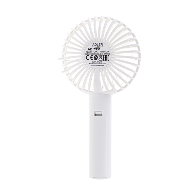 Prenosni ventilator USB 9cm Adler AD 7331 bel 3