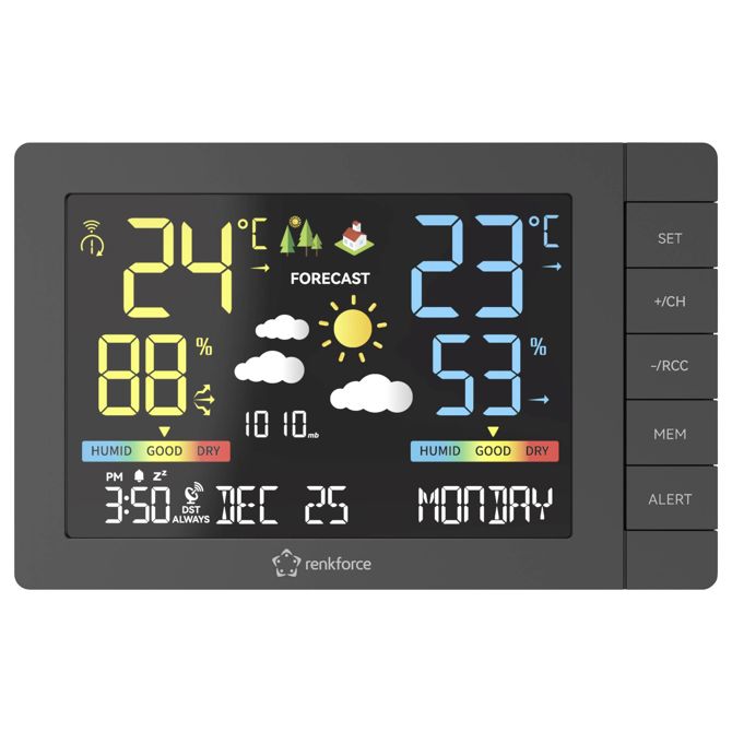 Digitalna vremenska postaja Renkforce      črna  RF-4883632 2