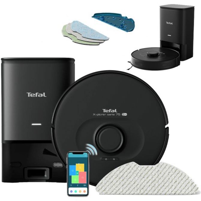 Robotski sesalnik Tefal S75 S+ Animal&Allergy, 2 uri delovanja, 4 ure polnjenja, Li-Ion, 0.26 l za prah, 0.3 l za vodo, črna 2
