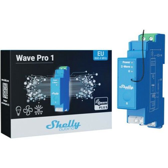 Shelly Relais "Wave Pro 1" max 16A Z-Wave DIN-letev 4