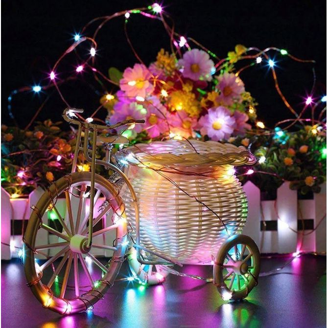 Solarne novoletne lučke veriga 100 LED RGB barvne 10m 8 funkcij 2