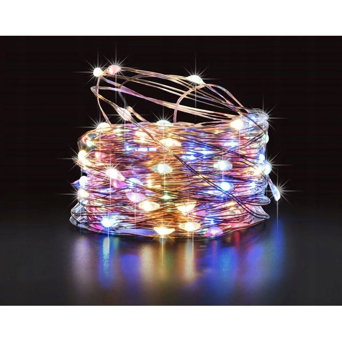 Solarne novoletne lučke veriga 100 LED RGB barvne 10m 8 funkcij 4